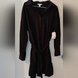 Black nine west button down collar dress